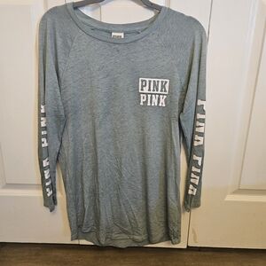 PINK Victoria's Secret Heather Seafoam Raglan Long Sleeve Tee